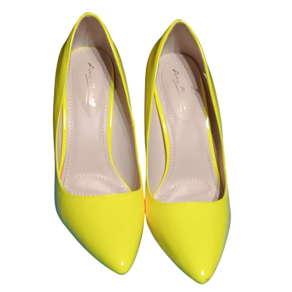Anne Michelle Yellow Patent High Heels Size 10